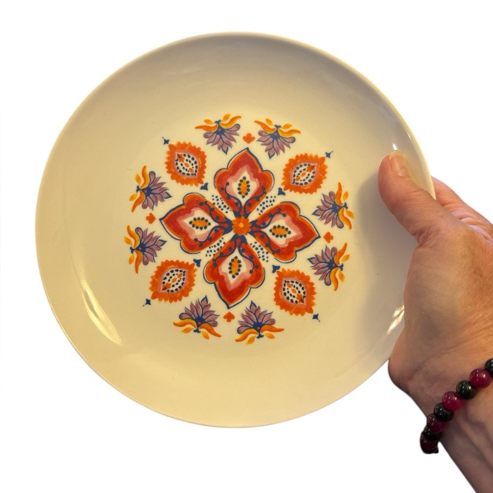 Gallery Bohemian Style Orange and Purple Floral Dinner Plates Set of 2